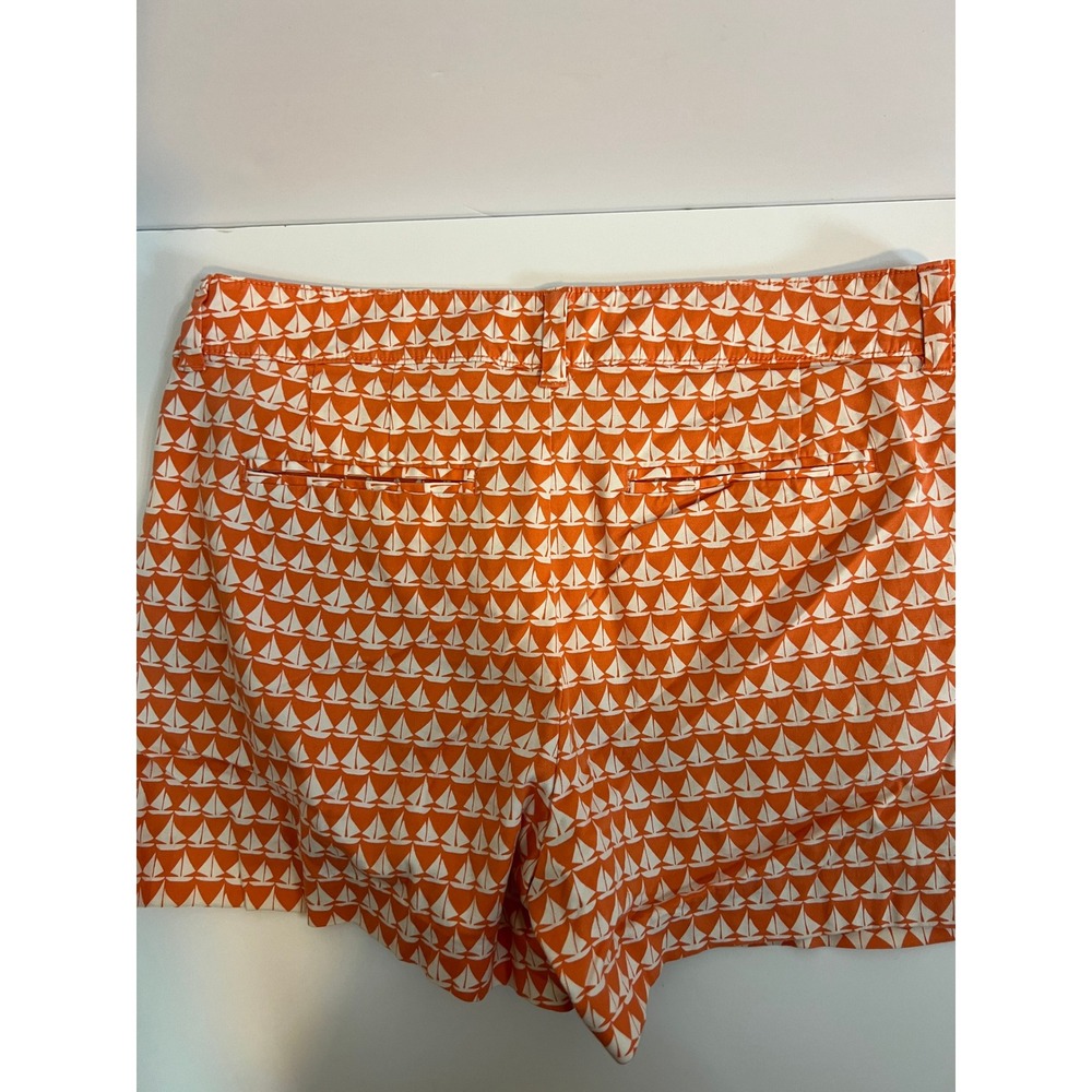 Old Navy Womens Orange White Sailboat Print Chino Shorts Size 4 Nautical Summer - Picture 2 of 6